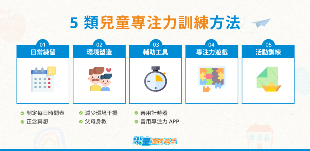 5 類兒童專注力訓練方法